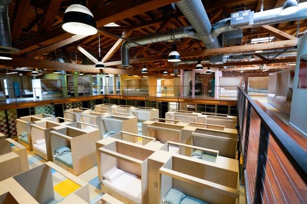 Sleeping pods and family rooms on both the 2nd floor and 3rd floor at Rachel's Promise Center for Women and Children on Friday, Aug. 14, 2026, in downtown San Diego, CA.  (Nelvin C. Cepeda / The San Diego Union-Tribune)