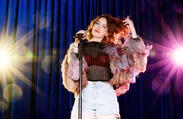 Lizzy Sheck stars as small-town girl Sherrie in San Diego Musical Theatre's "Rock of Ages." (Julie Licari)