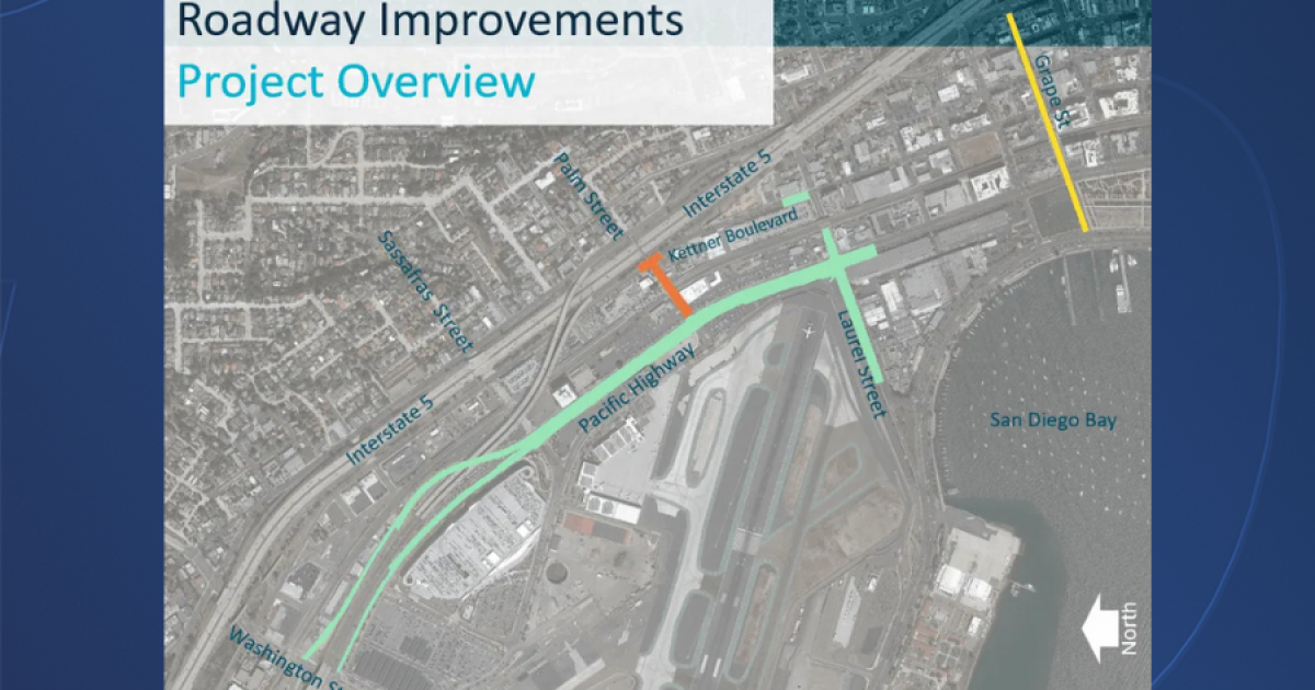 Multi-phased roadway construction begins around San Diego International Airport