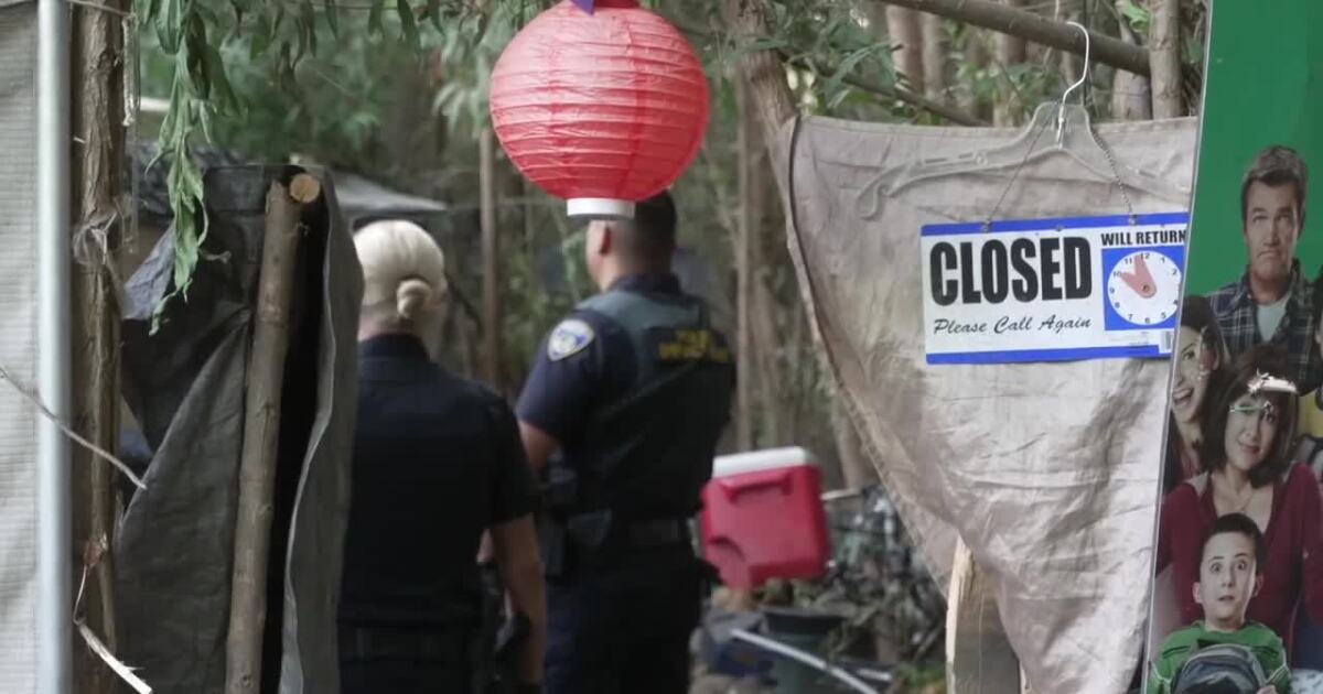 Bakersfield police sweep Kern River homeless encampments