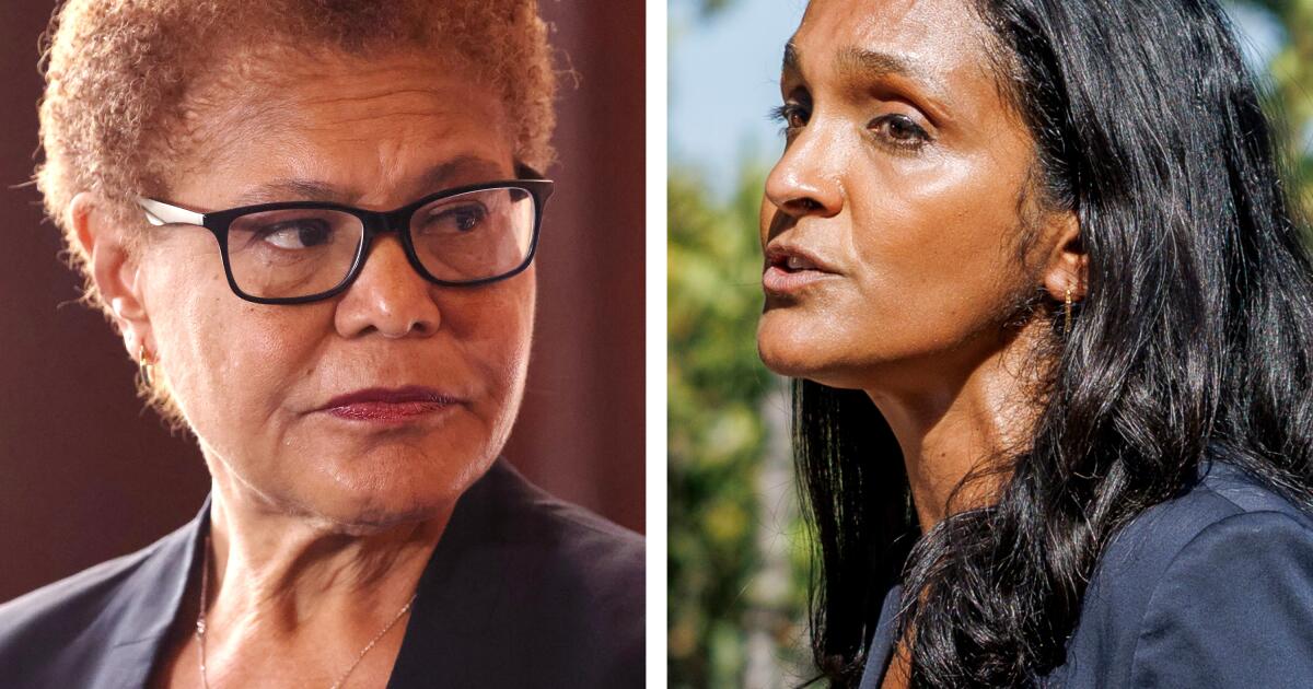 Mayor Karen Bass and Nithya Raman face off in first debate in runoff election