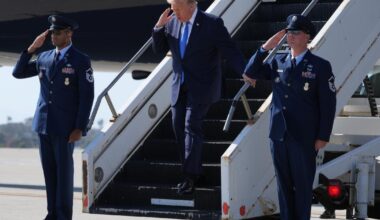 Trump arrives in Los Angeles for GOP fundraiser. Newsom bemoans 'overdue' wildfire relief