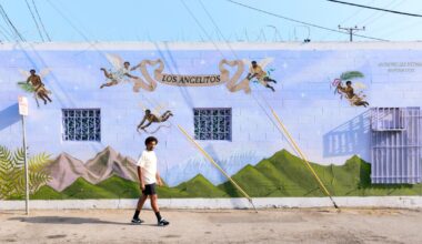 Anthony Lee Pittman paints "Los Angelitos" mural in Compton