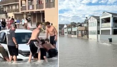 Hurricane Marie sparks mass flooding in Seal Beach in California on Labor Day weekend