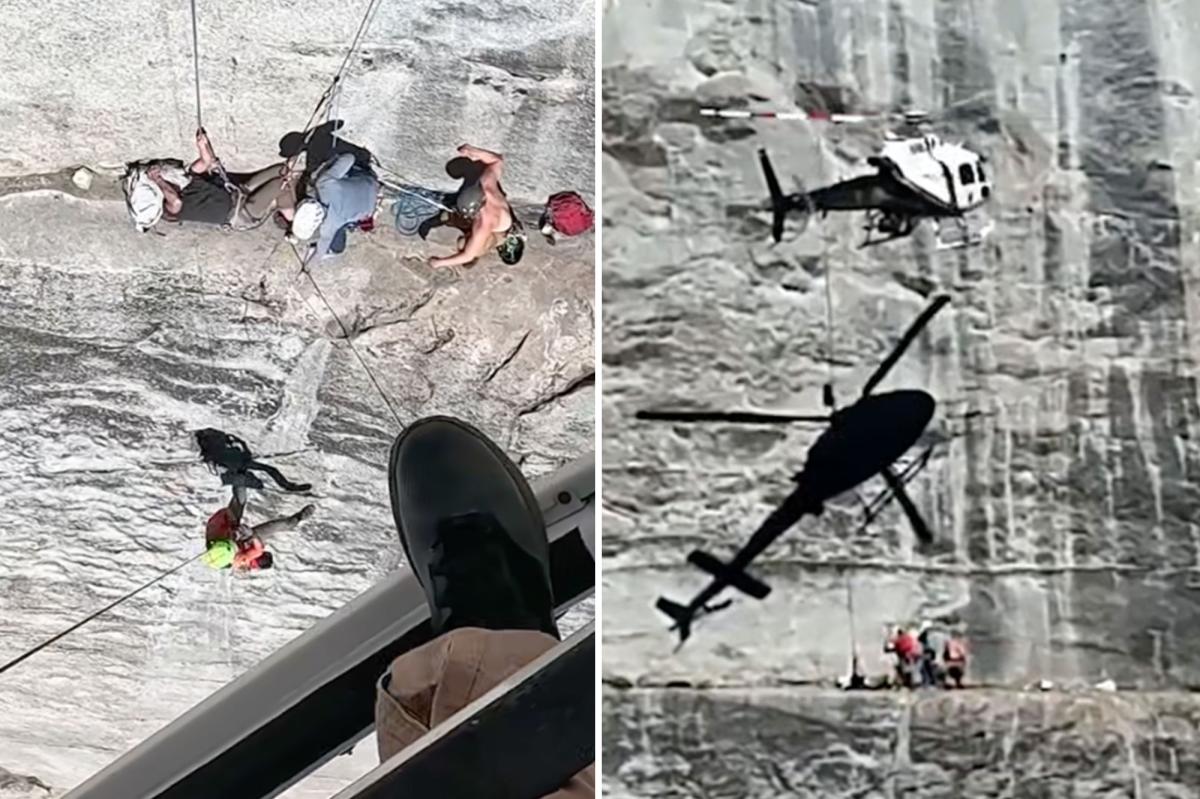 Heart-stopping moment rock climber is trapped 700ft up notorious California ledge 'Power Dome'