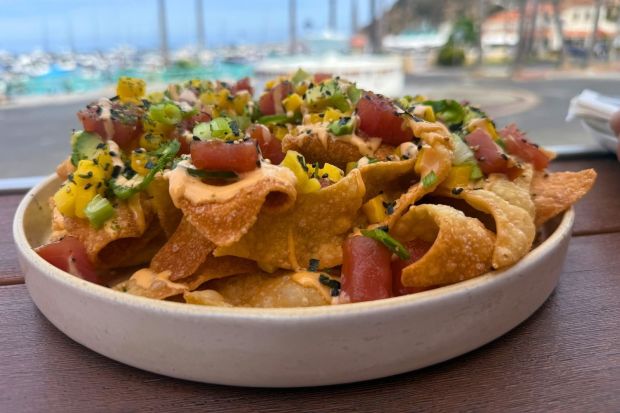 Ahi nachos from the Naughty Fox in Avalon on Catalina Island. (Carolyn Burt, SCNG)