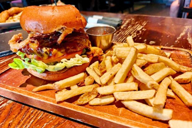 The Guinness BBQ Burger served at The Auld Dubliner in Long Beach. (Photo by Charlie Vargas, SCNG)