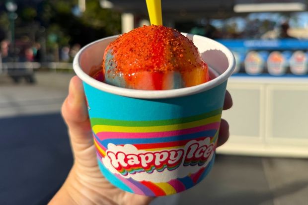 Rainbow Rocket water ice from Happy Ice in Downtown Disney in Anaheim. (Carolyn Burt, SCNG)