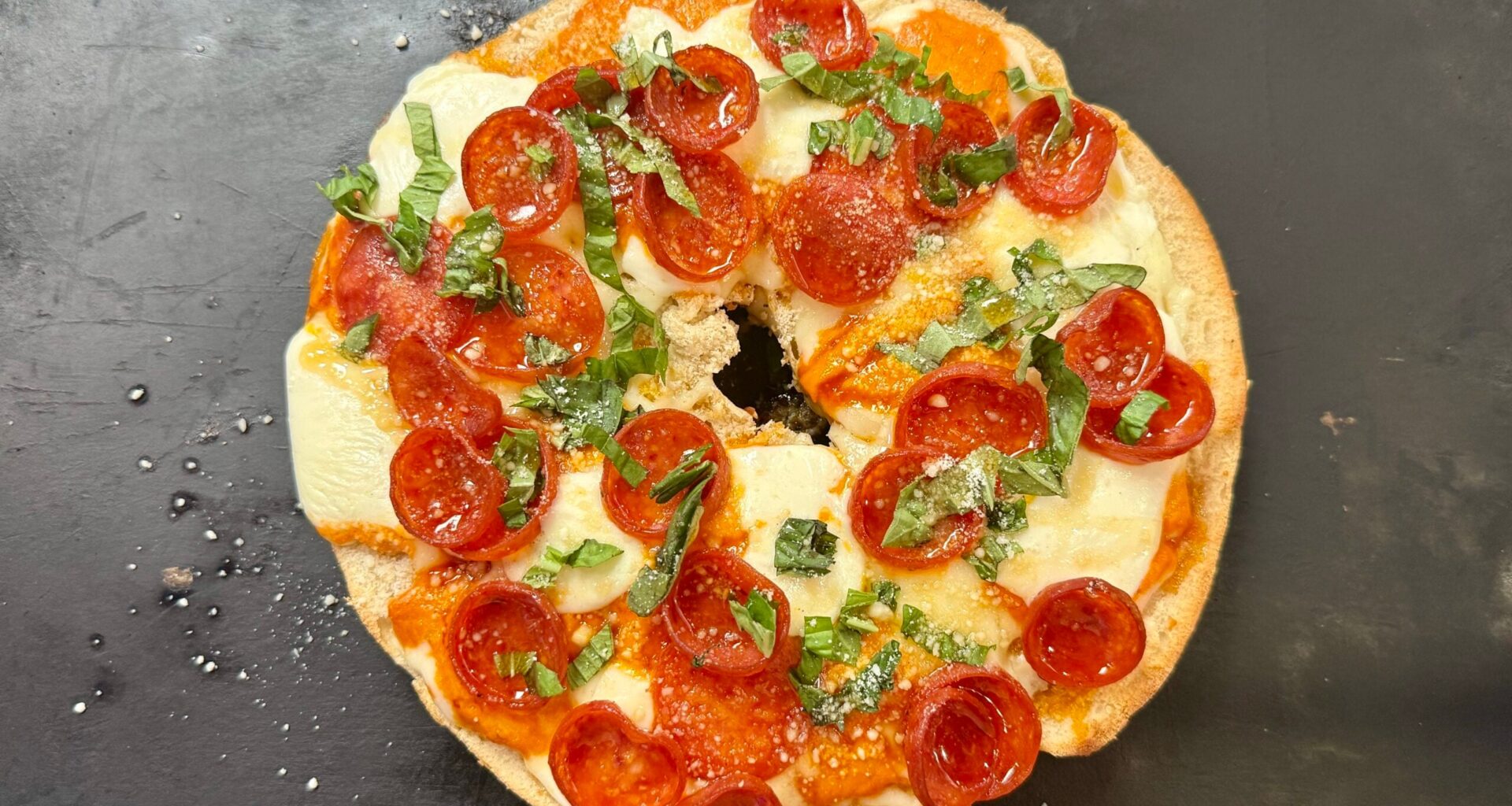 Neighboring Long Beach businesses team up to make giant pizza bagels