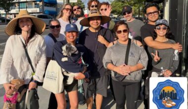 large group of activewear walkers