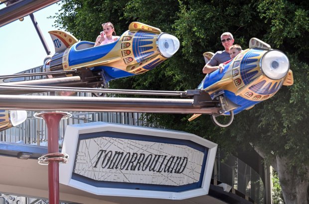 Visitors ride the Astro Orbitor in Tomorrowland at Disneyland in Anaheim on Monday, August 17, 2026. (Photo by Jeff Gritchen, Orange County Register/SCNG)