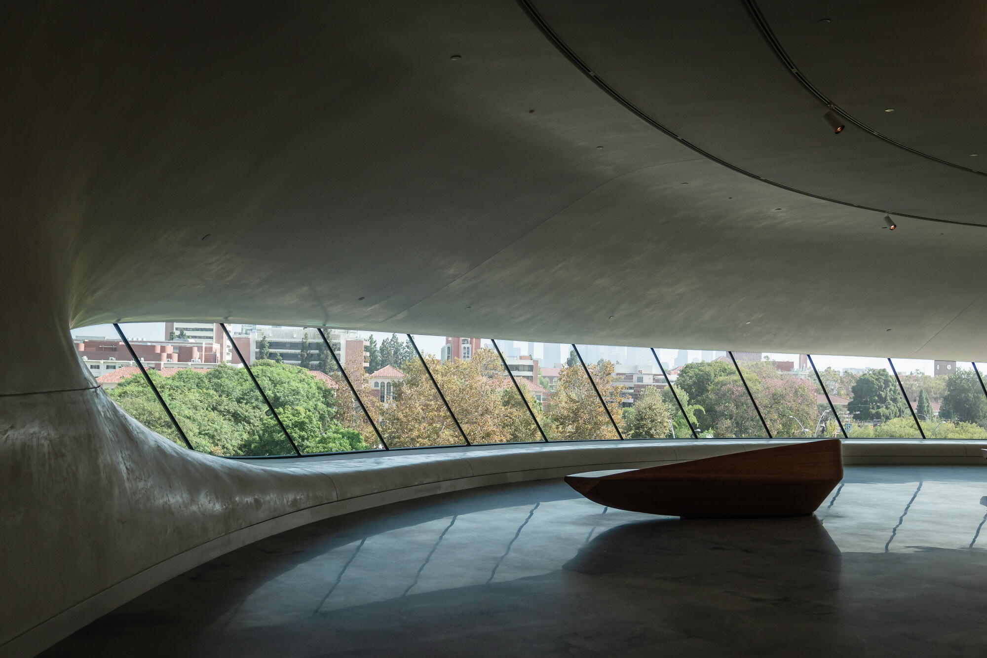 The view from inside the Lucas Museum of Narrative Art.