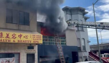 Downtown Oakland buildings burn near Highway 880