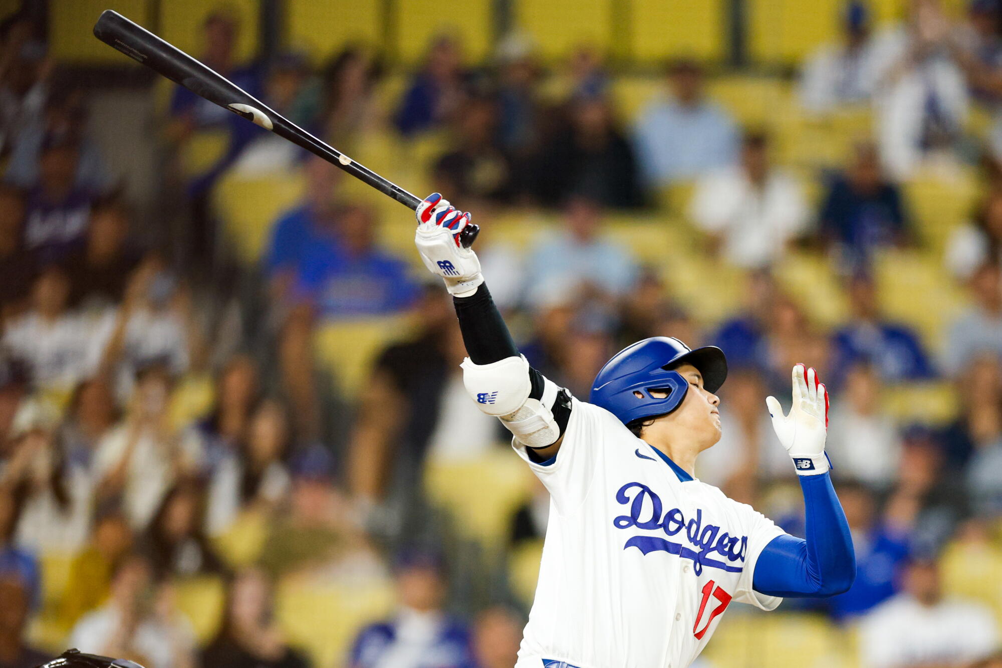Shohei Ohtani strikes out against the St. Louis Cardinals at Dodger Stadium.