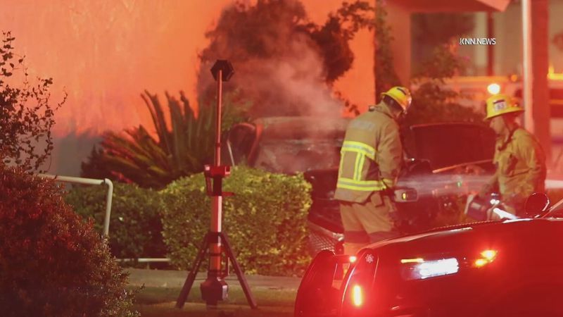 A pedestrian was killed after a vehicle allegedly involved in a pursuit with Bakersfield police was trying to avoid a spike strip and struck him early Saturday morning. PHOTO: KNN.NEWS