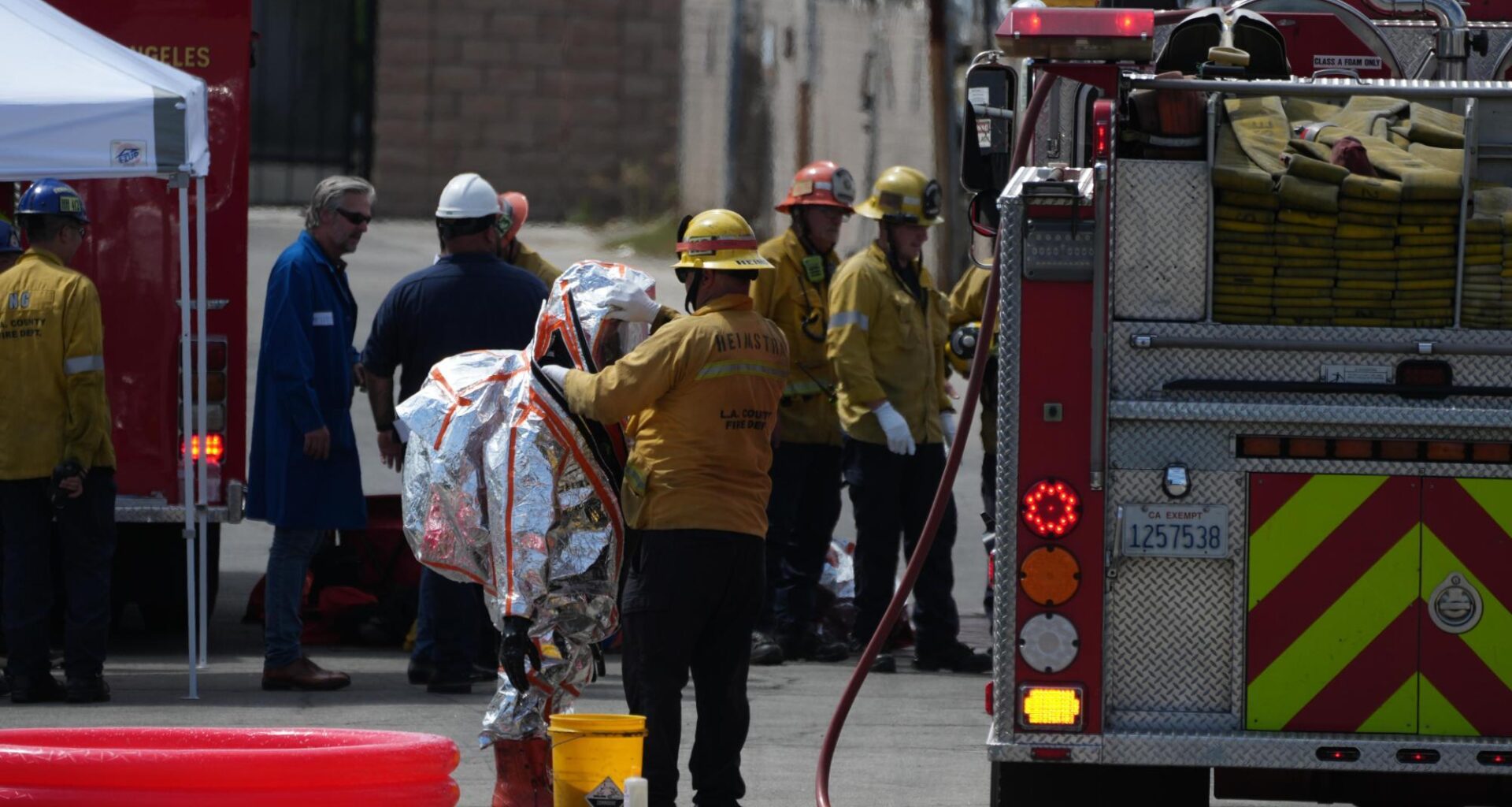 Southern California authorities respond to a leak of an unknown chemical from a tank