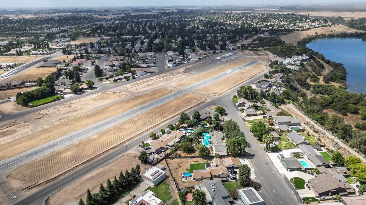 Sierra Sky Park Airport in northwest Fresno, photographed on Tuesday, Sept. 8, 2026, is described as the world's first residential fly-in aviation community