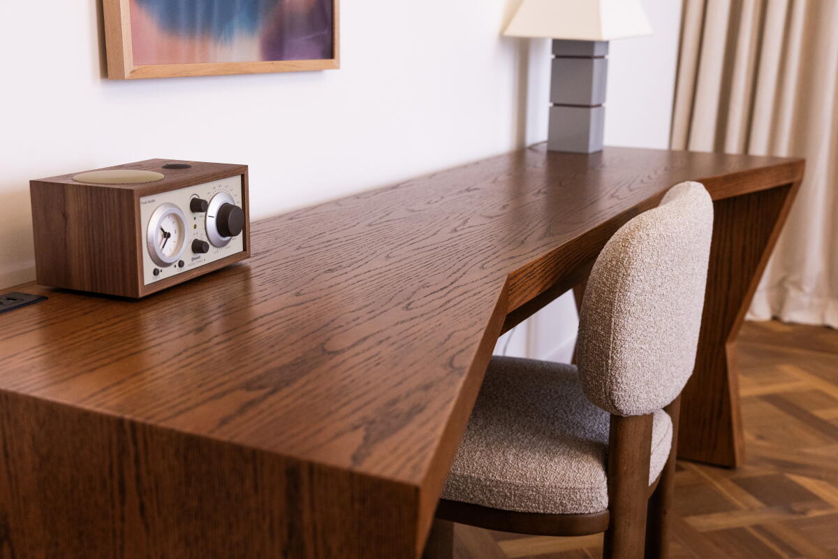 Desk inside a premium king room.