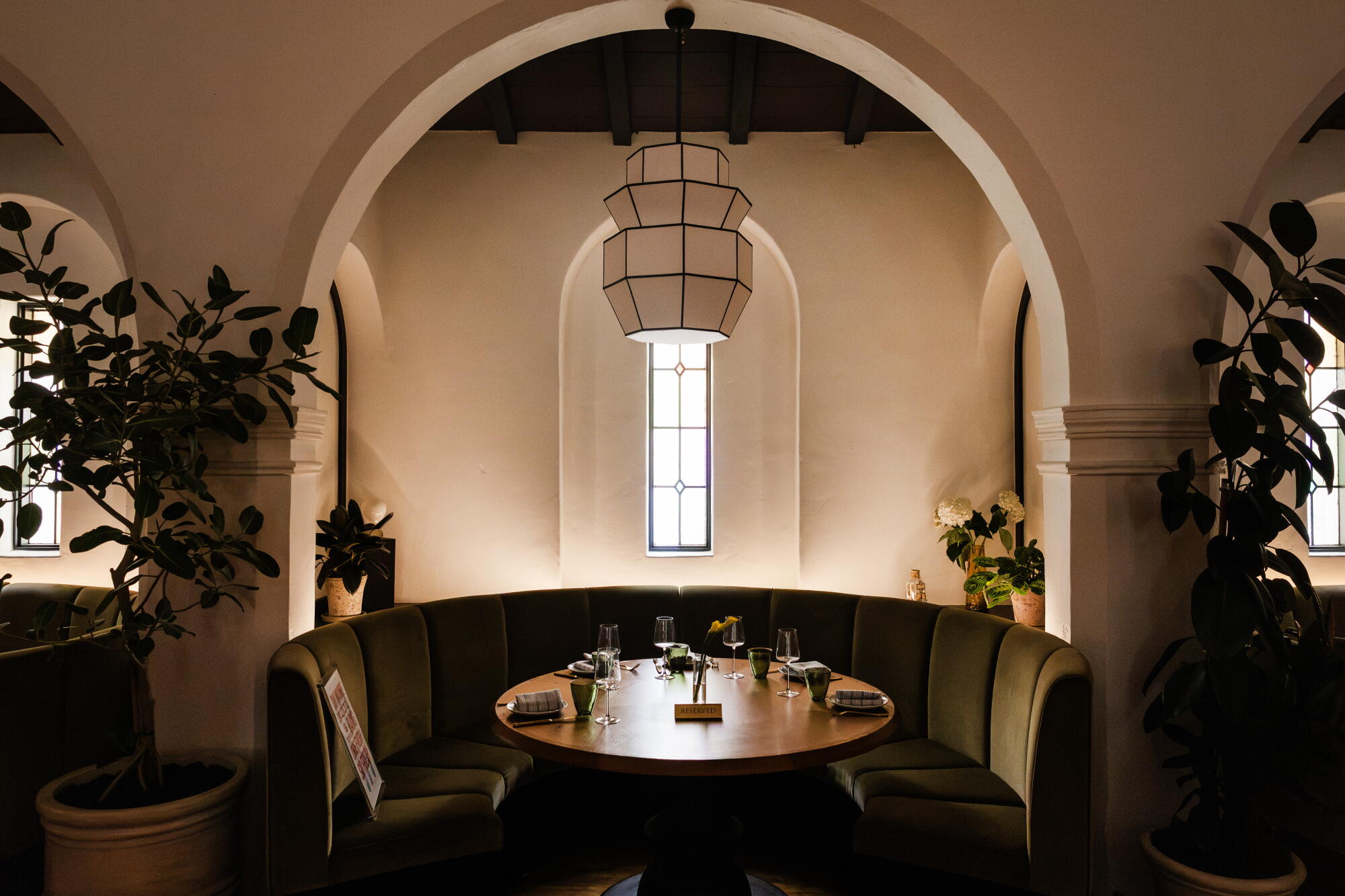 A booth at Sous Sous restaurant.