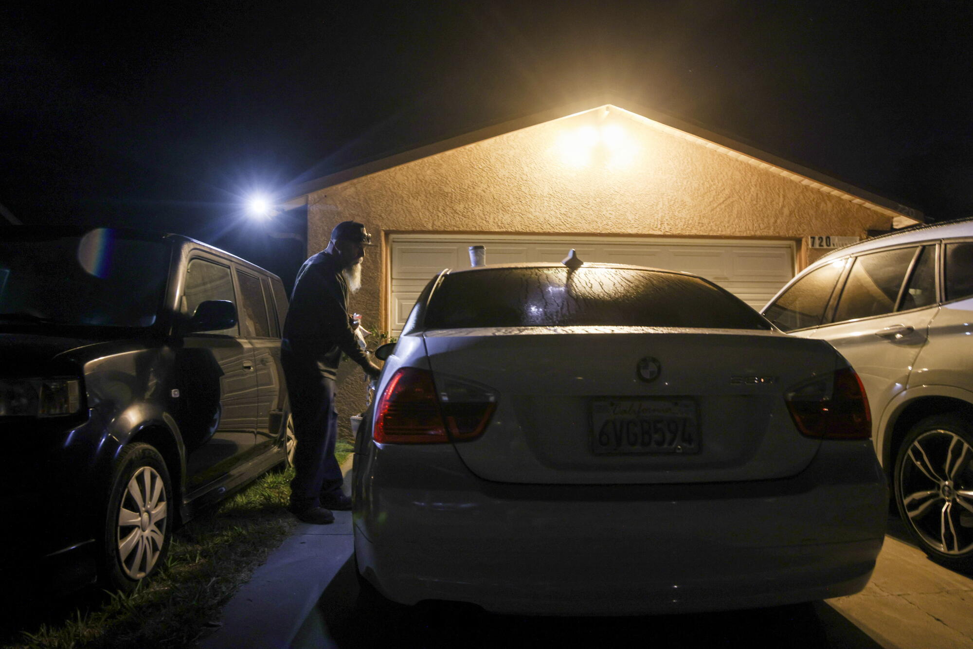 Salomon Olea leaves for work at 4 a.m.