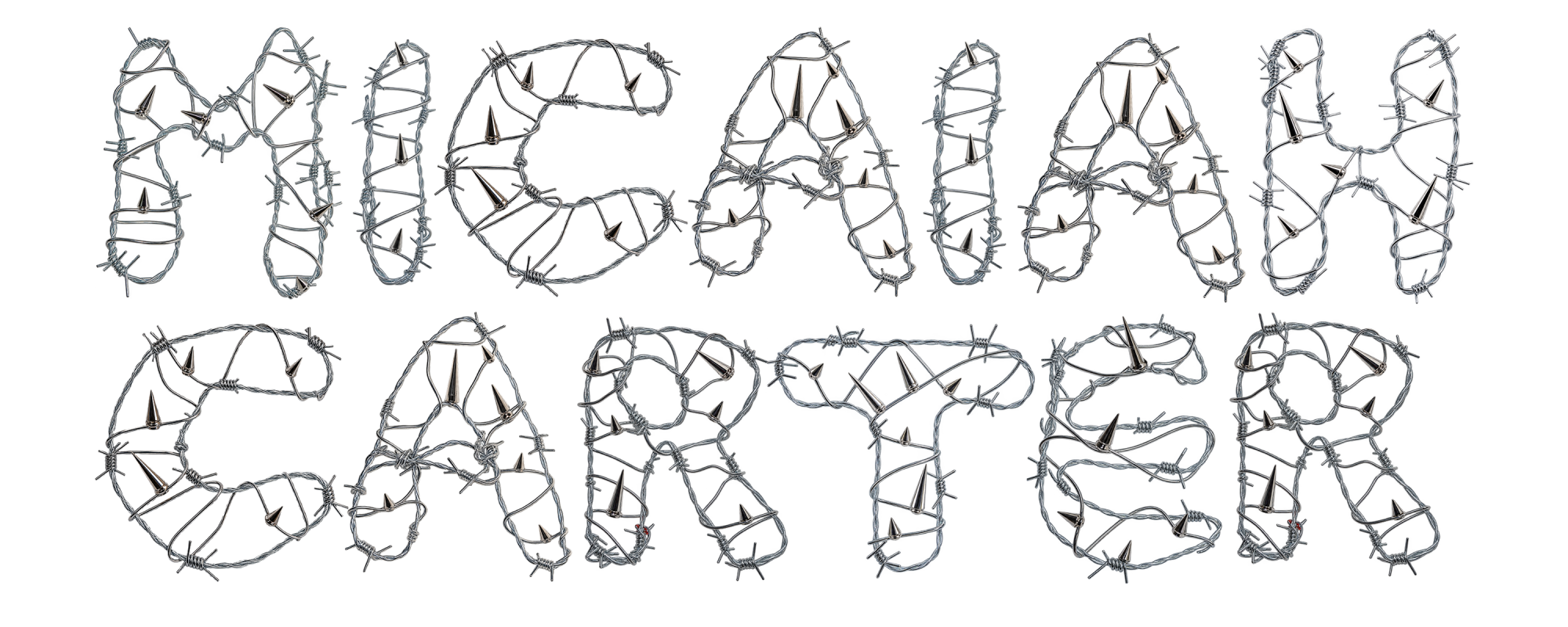 Micaiah Carter barb wire lettering