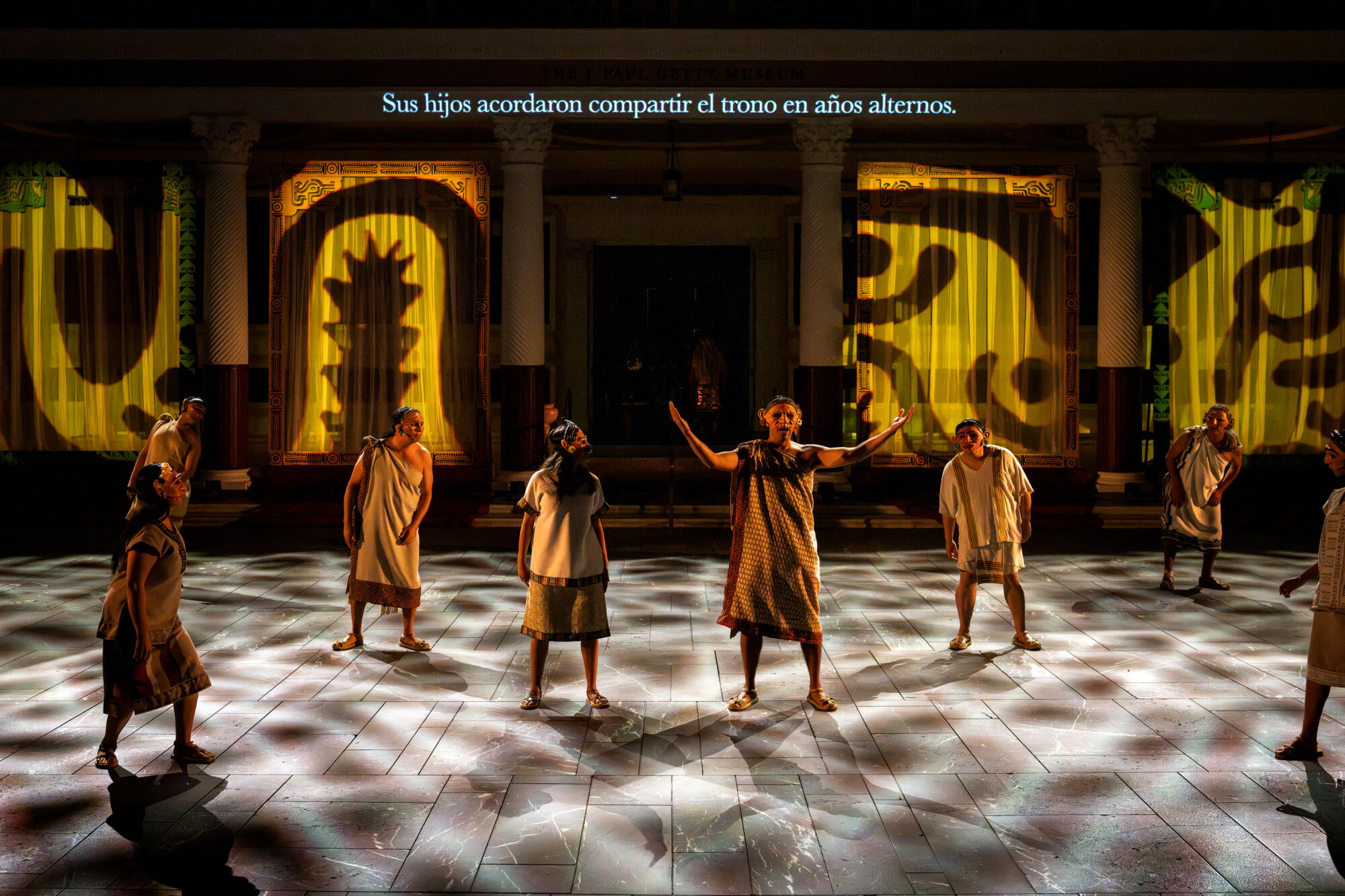 The ensemble of "Antigone: In the Language of Kings" at the Getty Villa Museum Outdoor Classical Theater.