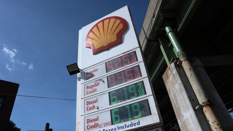 Gas prices are displayed at a Brooklyn gas station on September 04, 2026, in New York City. (Photo by Spencer Platt/Getty Images)