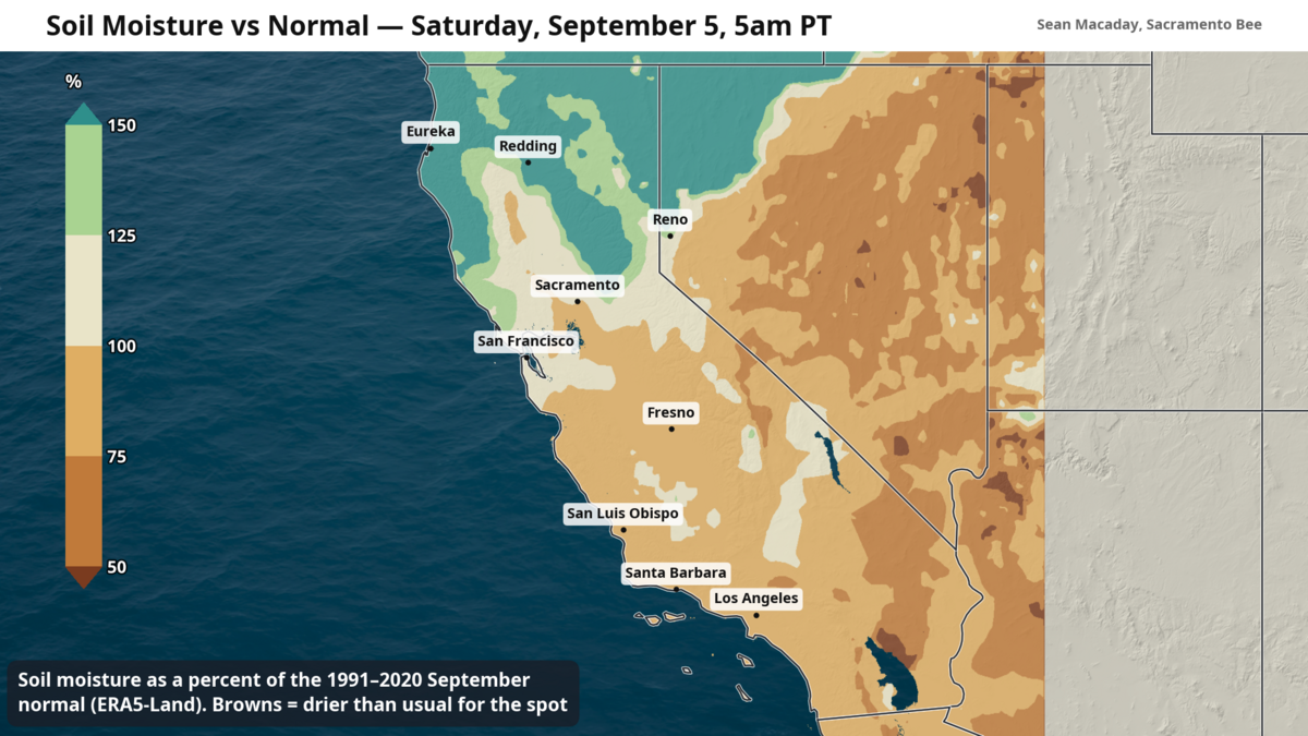 Heavy soaking rains across the mountainous regions of Northern California last week have reduced the risk for wildfire. Data does not include recent rains in far Southern California.