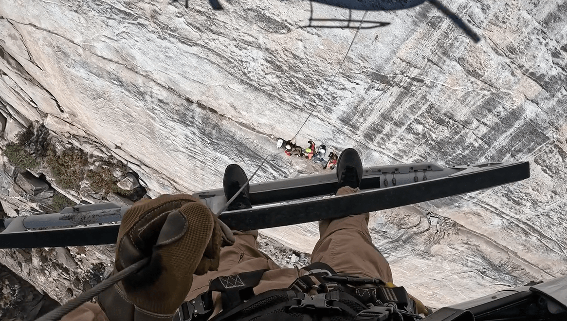 Helicopter rescues injured rock climber from 700ft Power Dome cliff