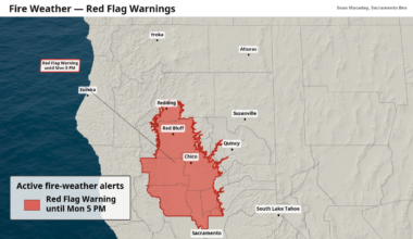 Red flag warning continues amid strong winds in Sacramento Valley
