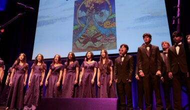 The Portola Singers from Irvine Unified School District perform “Measure Me, Sky!” by Elaine Hagenberg during the 2026 Orange County Music and Arts Administrators Awards. The ensemble is directed by Adrian Rangel-Sanchez, the 2025 OCMAA Award recipient for Secondary Vocal Music.