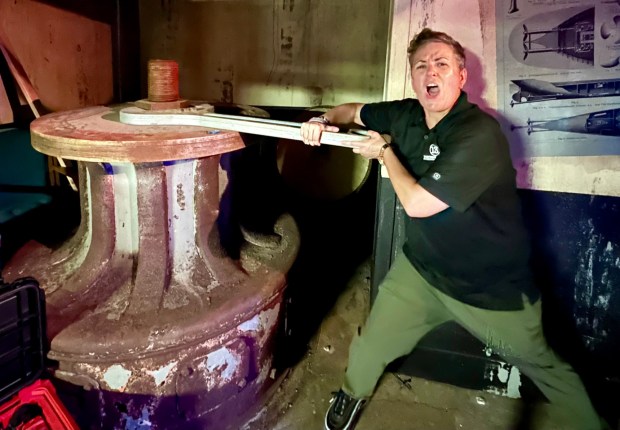 Queen Mary's Dark Harbor Creative Director Amy Hollaman in the Shipwrecked: Brace for Impact haunted maze. (Photo by Brady MacDonald, Orange County Register/SCNG)
