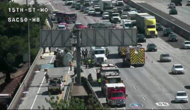 Overturned tanker spills fuel on W-X Freeway in Sacramento