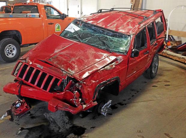 A 2000 Jeep involved in the crash. Photo provided by Hazel Park police.