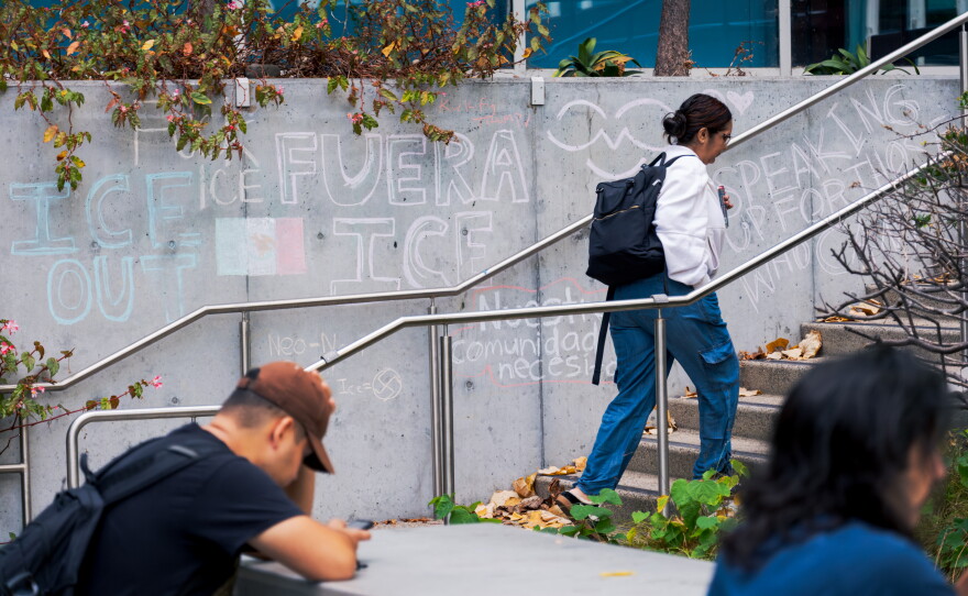 San Diego City College campus is covered in anti-ICE messages, Sept.17 2026.