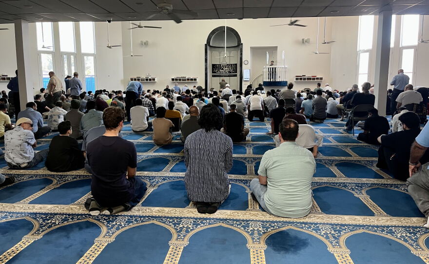 Muslims gather for a sermon and prayer inside Islamic Center of San Diego, Sept. 18, 2026.