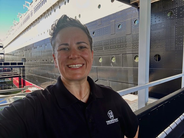 Queen Mary's Dark Harbor Creative Director Amy Hollaman outside the Shipwrecked: Brace for Impact haunted maze. (Photo by Brady MacDonald, Orange County Register/SCNG)