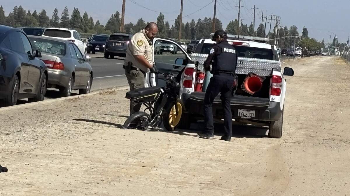 Man on e-bike collides with vehicle in Fresno