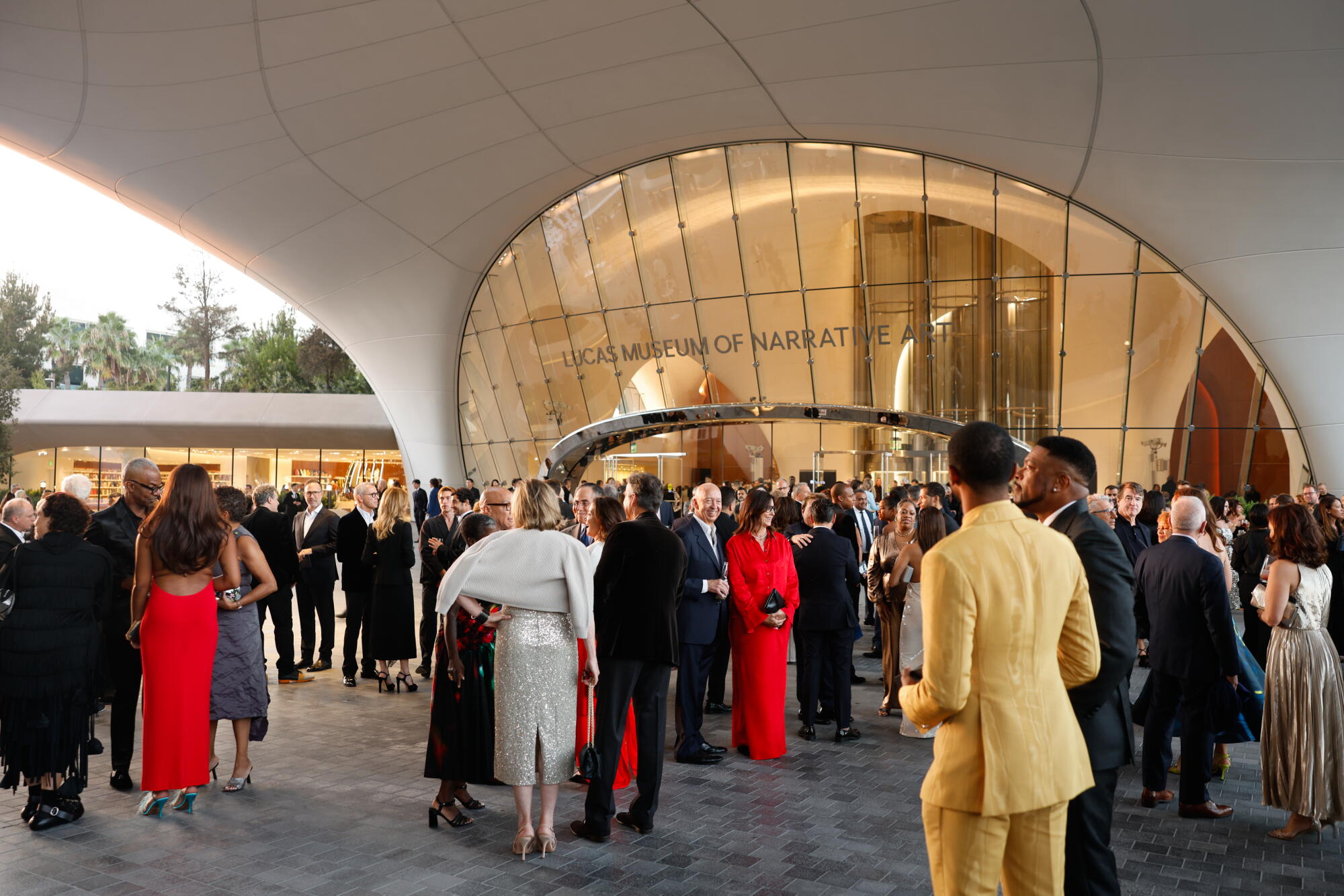 Guests mingle at the Lucas Museum of Narrative Art opening party.