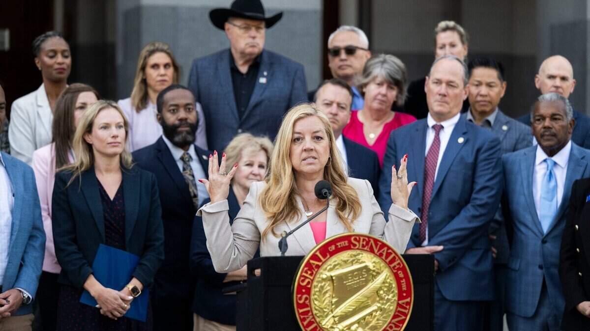 State Sen. Angelique Ashby, D-Sacramento, speaks at a news conference at the state Capitol on Wednesday, July 16, 2025, about SB 802, to create a countywide homeless agency.