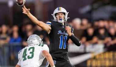 Senior quarterback Caleb Bandel and the Junipero Serra Padres open West Catholic League play this Friday at Bellarmine College Prep. (PHOTO: Mark Neuling)