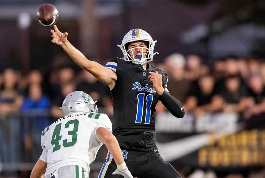Senior quarterback Caleb Bandel and the Junipero Serra Padres open West Catholic League play this Friday at Bellarmine College Prep. (PHOTO: Mark Neuling)
