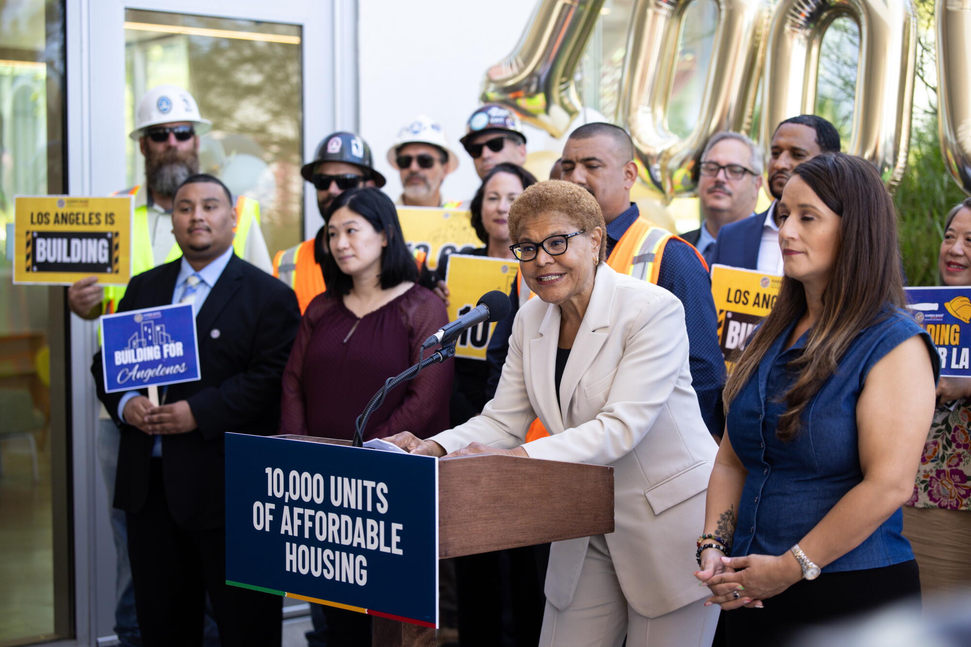 Mayor Karen Bass speaks at Vermont/Santa Monica Metro Center