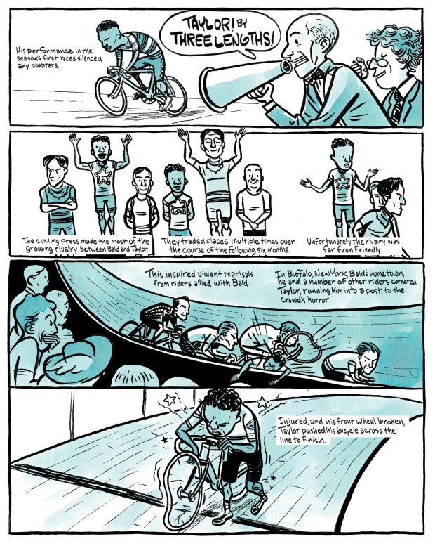 A page from Major Taylor, a non-fiction graphic novel by Frederick Noland, and released in September 2026. (Courtesy: Drawn & Quarterly)