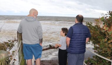 Little Leo Agathos was in awe of the surf and tide on the North Shore in Miller Place.