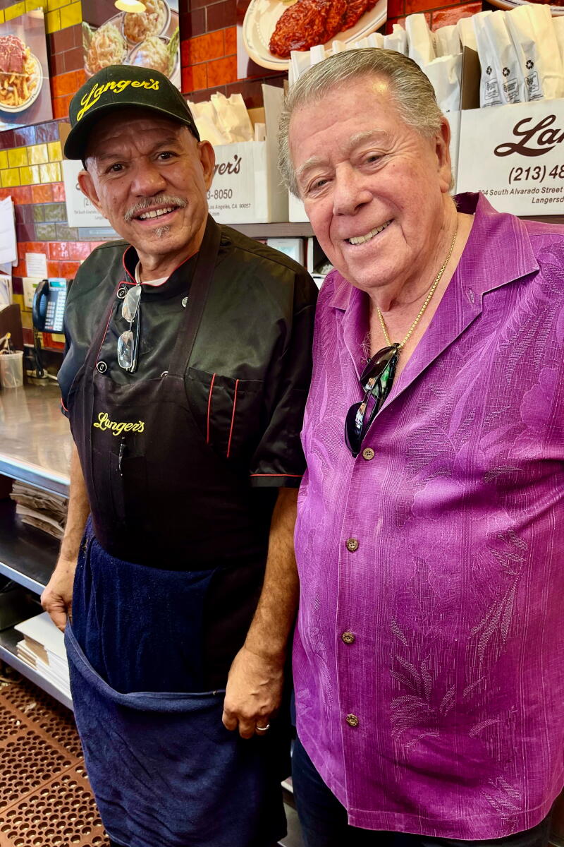 Norm Langer and Jaime Castaneda at Langer's Deli