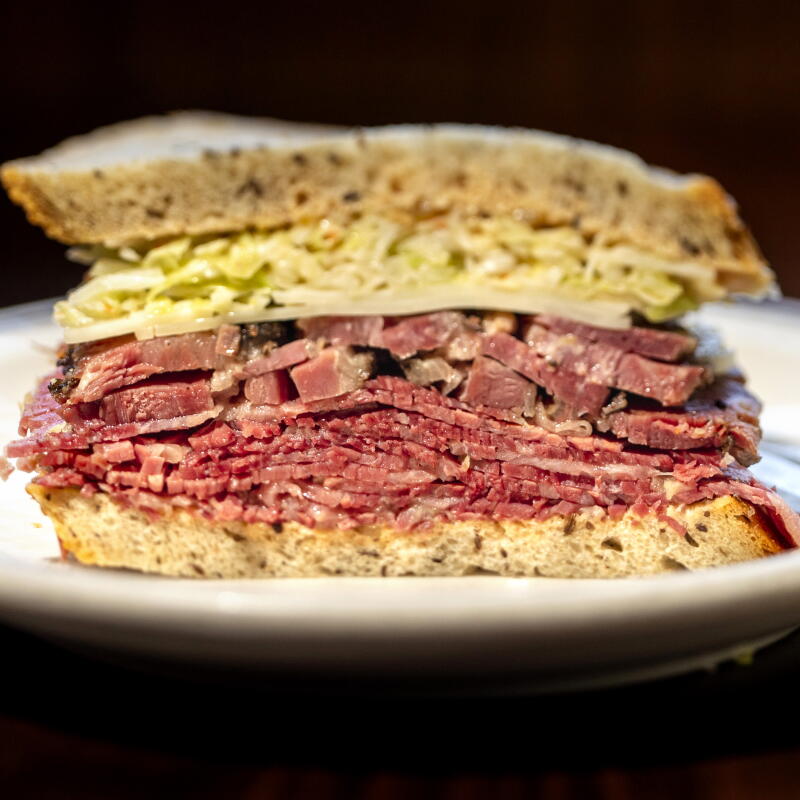 Langer's #54: pastrami and corned beef  in the style of the No. 19, with Swiss cheese, cole slaw and Russian dressing.
