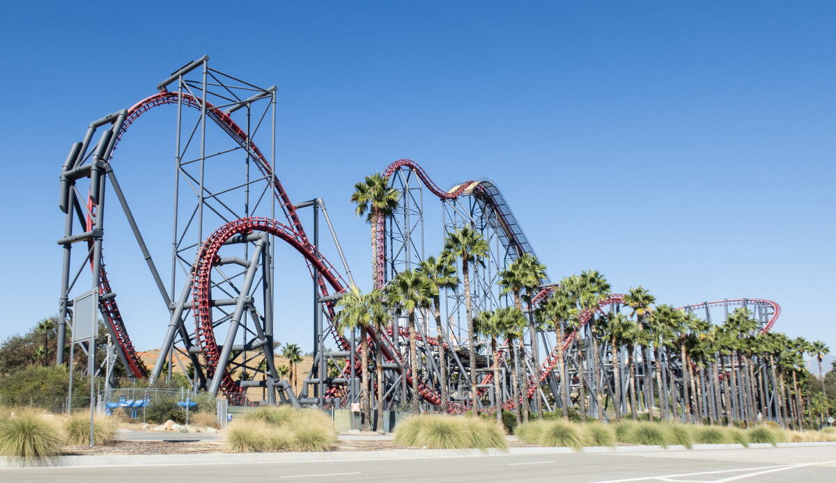The X2 roller coaster at Six Flags Magic Mountain.