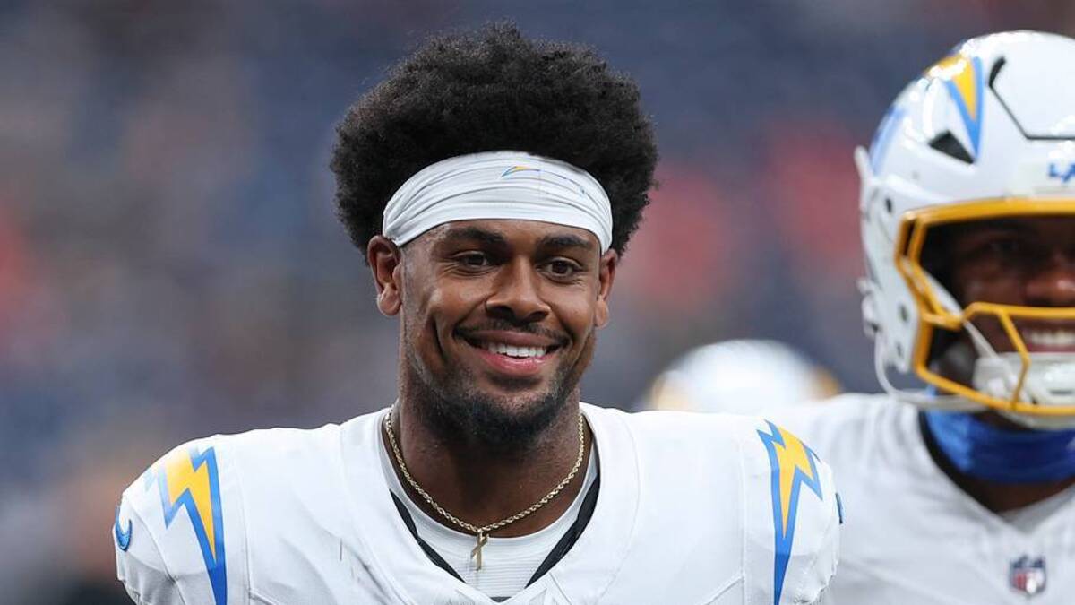 Aug 13, 2026; Houston, Texas, USA; Los Angeles Chargers wide receiver Tre' Harris (9) before the game against the Houston Texans at Reliant Stadium. Mandatory Credit: Troy Taormina-Imagn Images | IMAGN IMAGES via Reuters Connect 