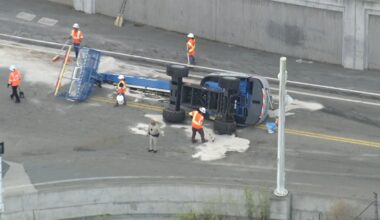 Cherry picker falls off flatbed truck in crash on Yerba Buena Island, limiting access from Bay Bridge